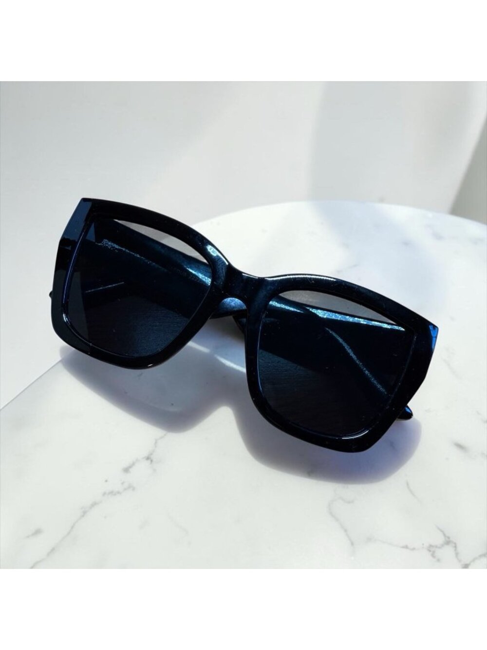 AIRE Oversized Black Square Sunglasses Thick Frame Minimal Chic Designer